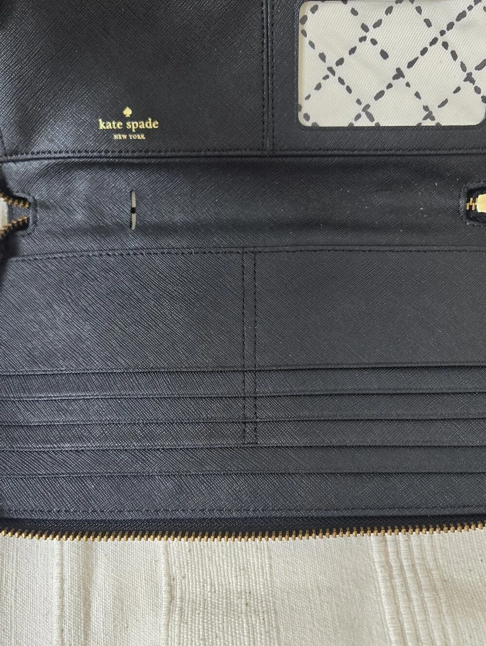 Kate Spade Talla Laurel Large Travel Wallet Clutch‎ Zip Organazer Black Leather